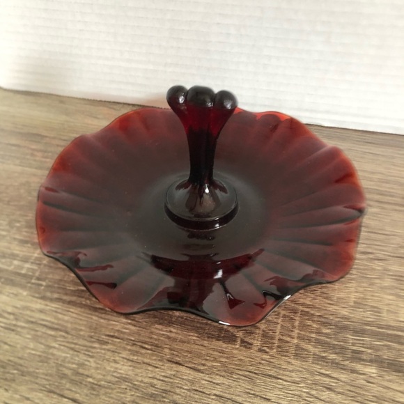 Vtg Anchor Hocking Ruby Handled Dish - Picture 9 of 12